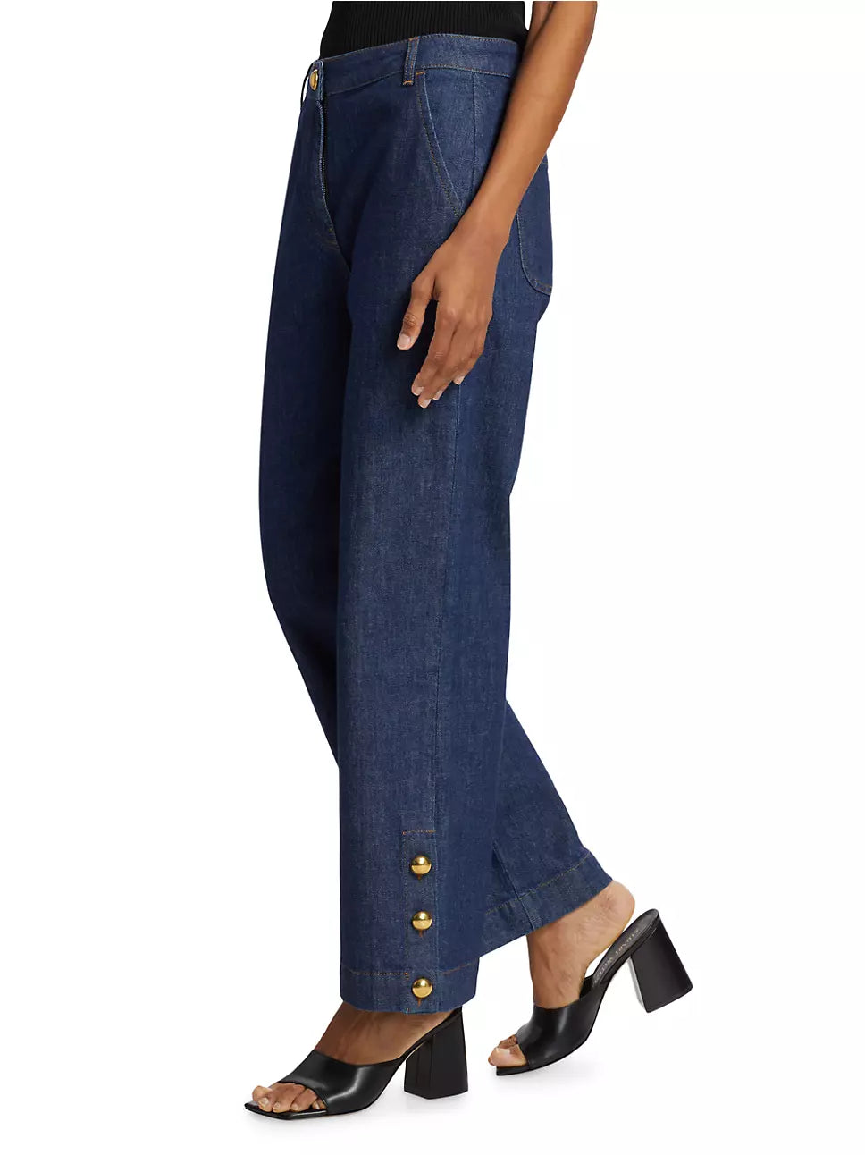 HYRA BUTTONED VENT CROPPED JEANS