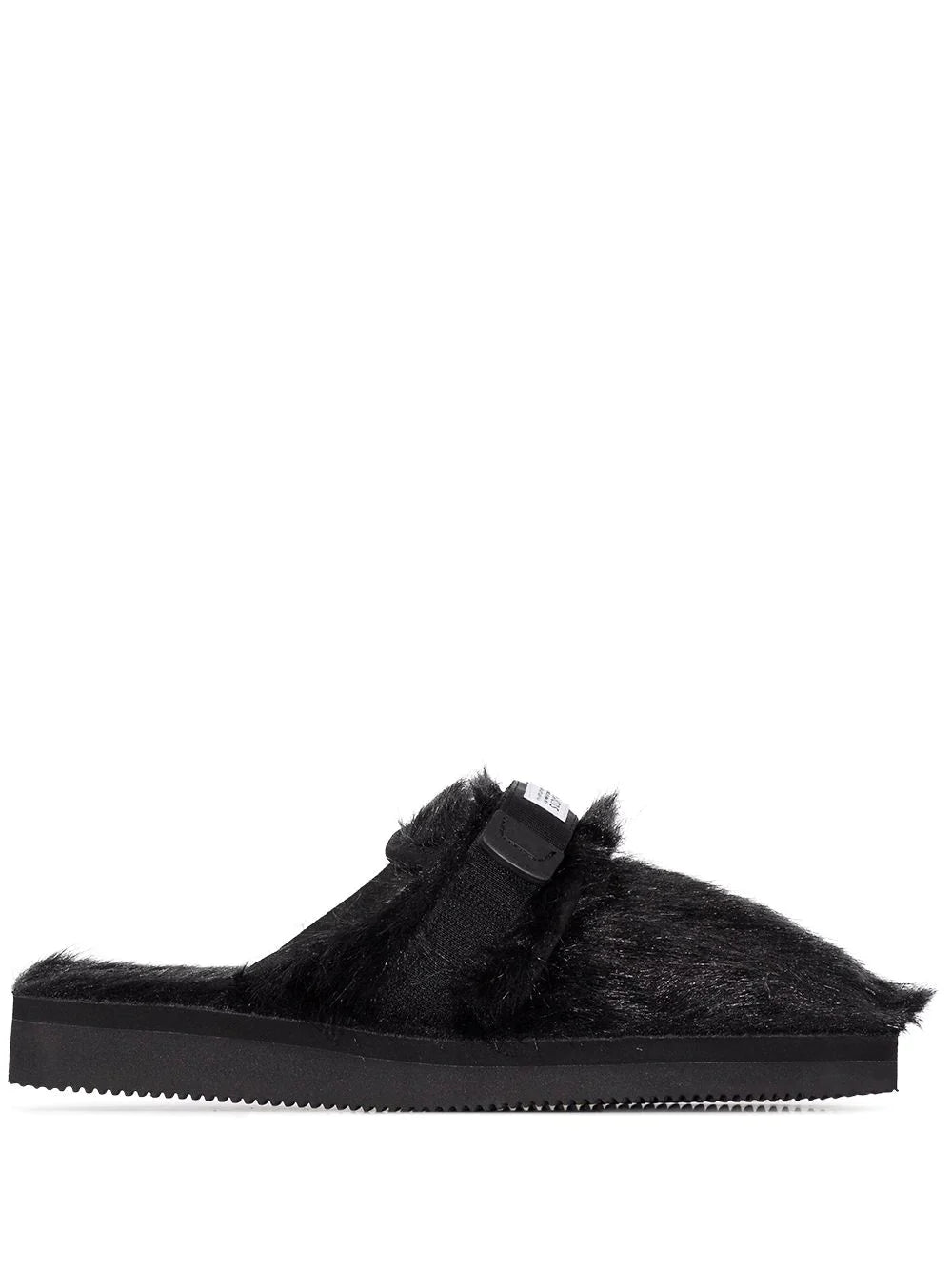 SUICOKE ZAVO ZEU FAUX FUR SLIPPERS BLK