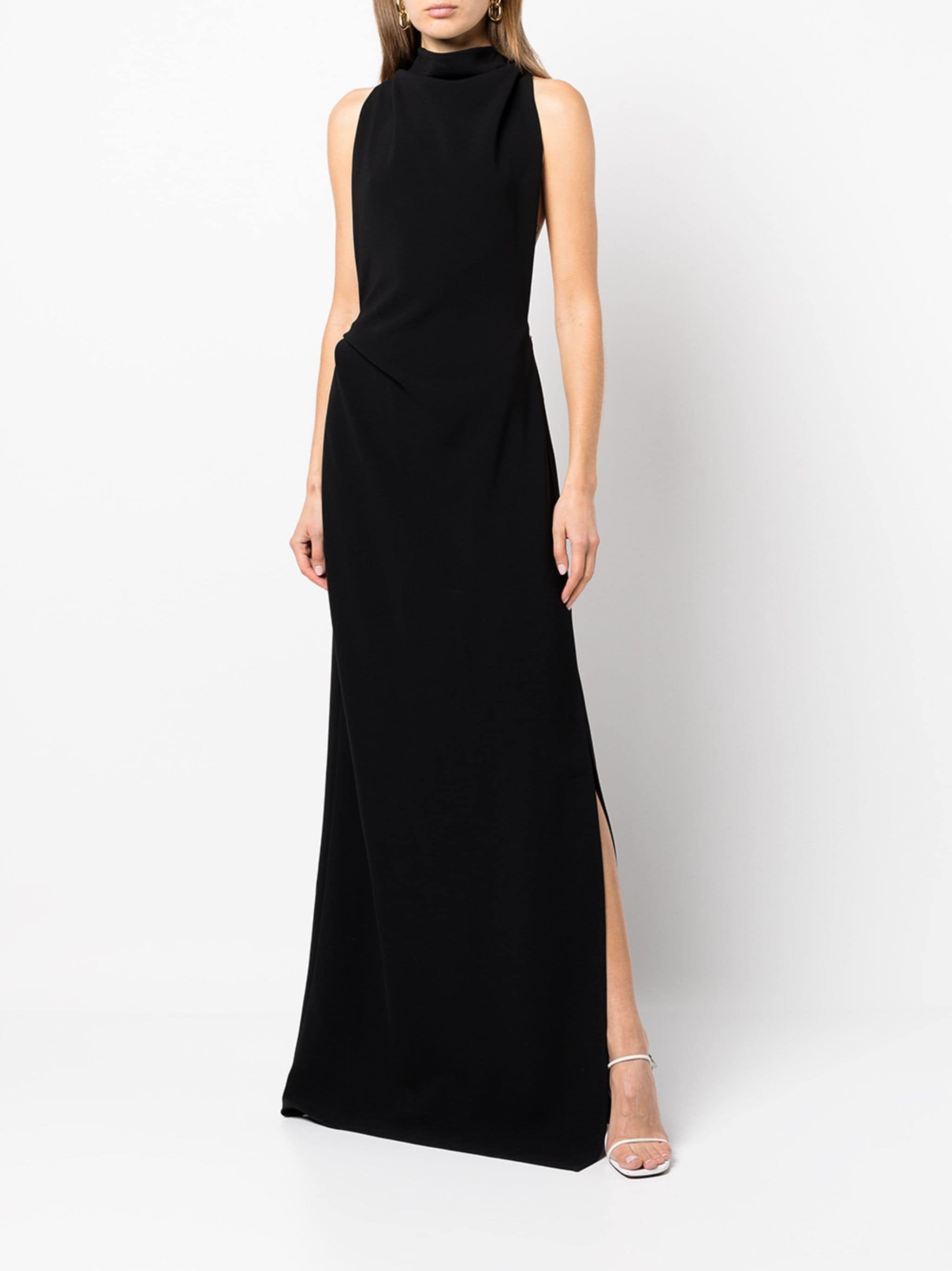 MATTE CREPE HALTERNECK BACKLESS DRESS