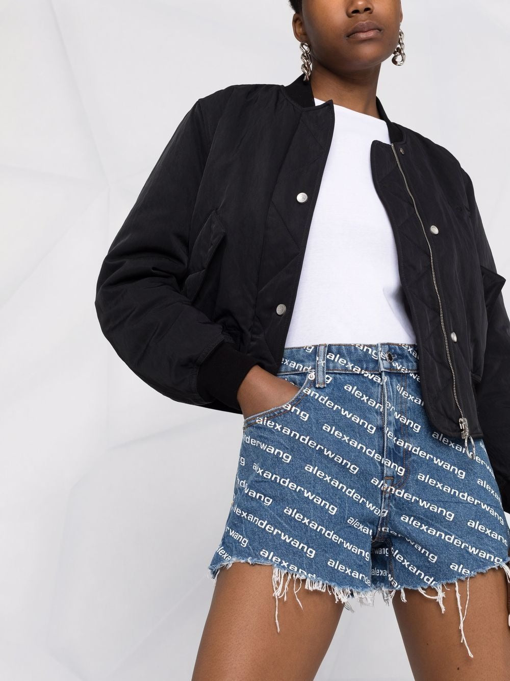 BITE AW LOGO-PRINT DENIM SHORTS