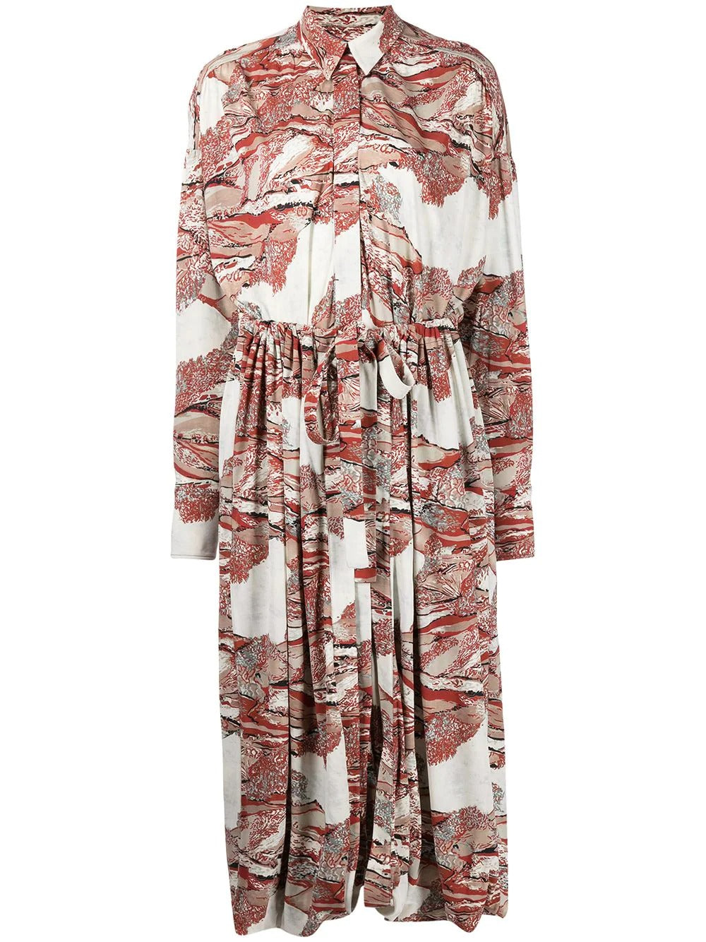 SWIRL PRINT LANDSCAPE PRINT JERSEY SHIRT-DRESS 962 RED MUL