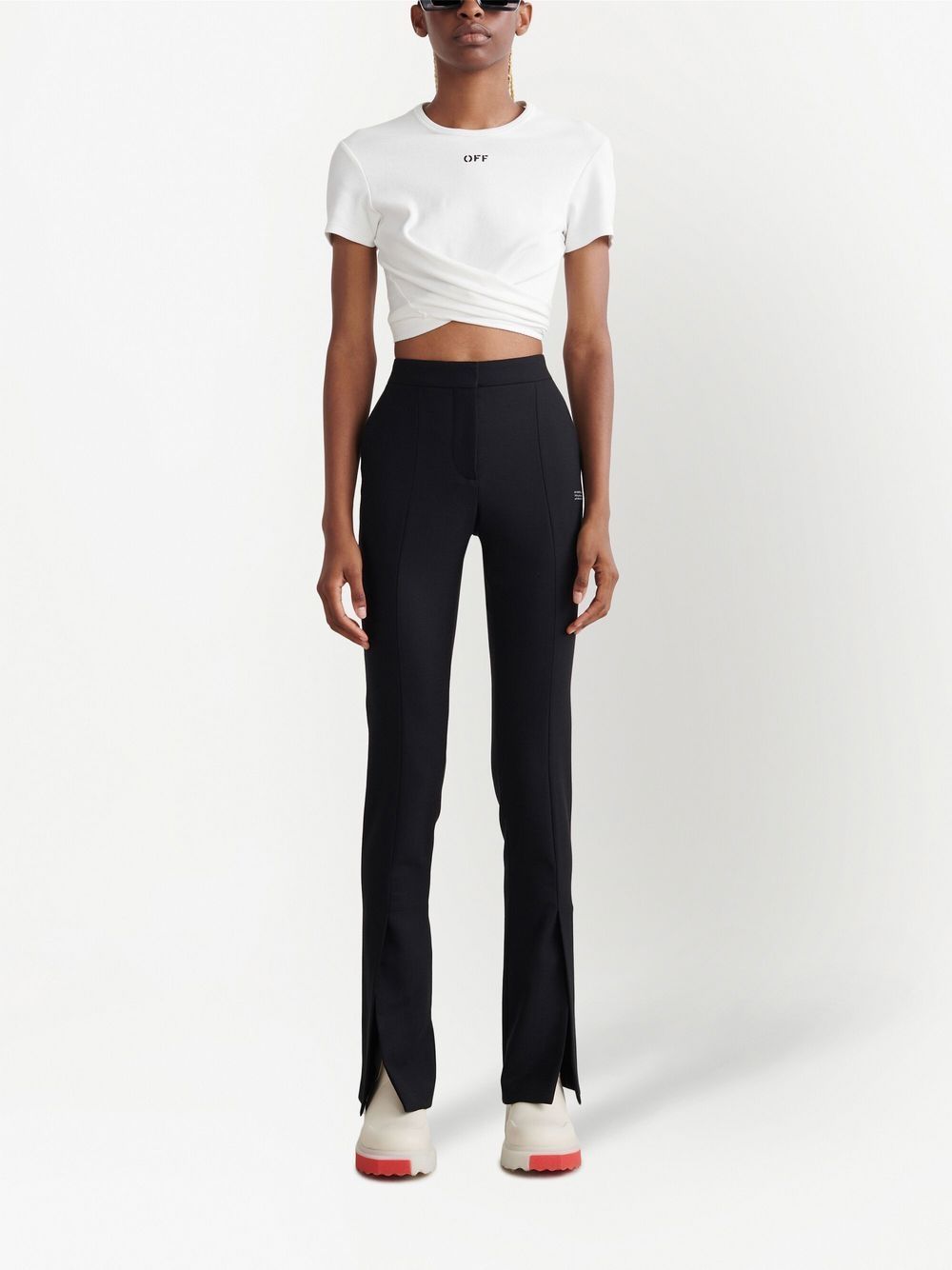 HIGH-WAISTED TAILORED TROUSERS BLK WHT.