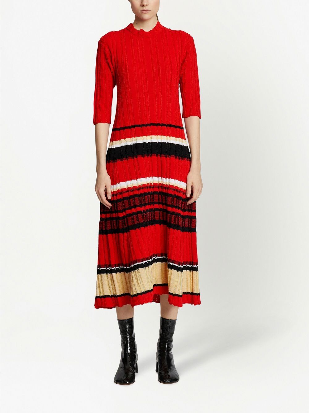 STRIPED FIL COUPE KNIT DRESS 962 RED MUL