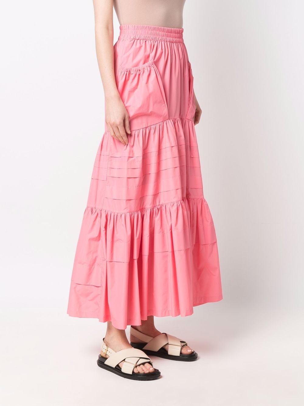 POUCH-POCKET TIERED SKIRT PEOPNK