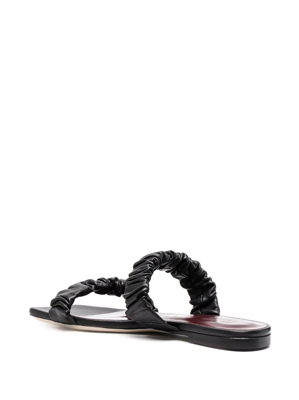 MAYA RUCHED LEATHER SANDAL BLK