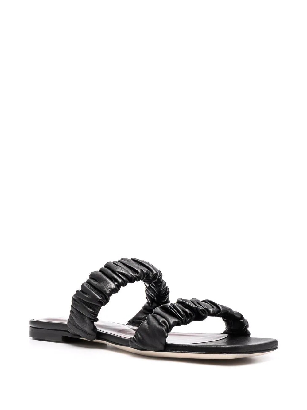 MAYA RUCHED LEATHER SANDAL BLK