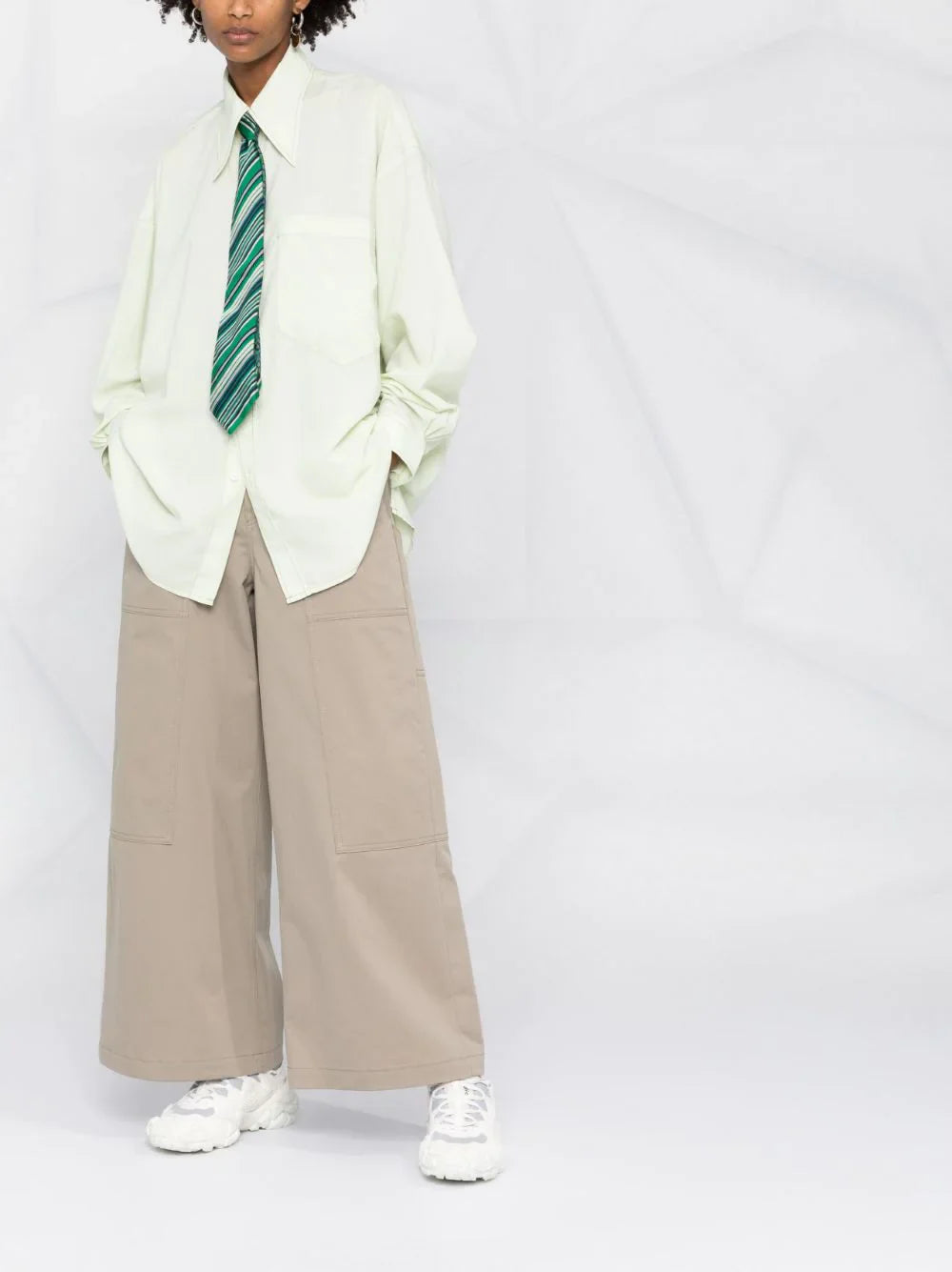 FIVE-POCKETS COTTON PALAZZA PANTS