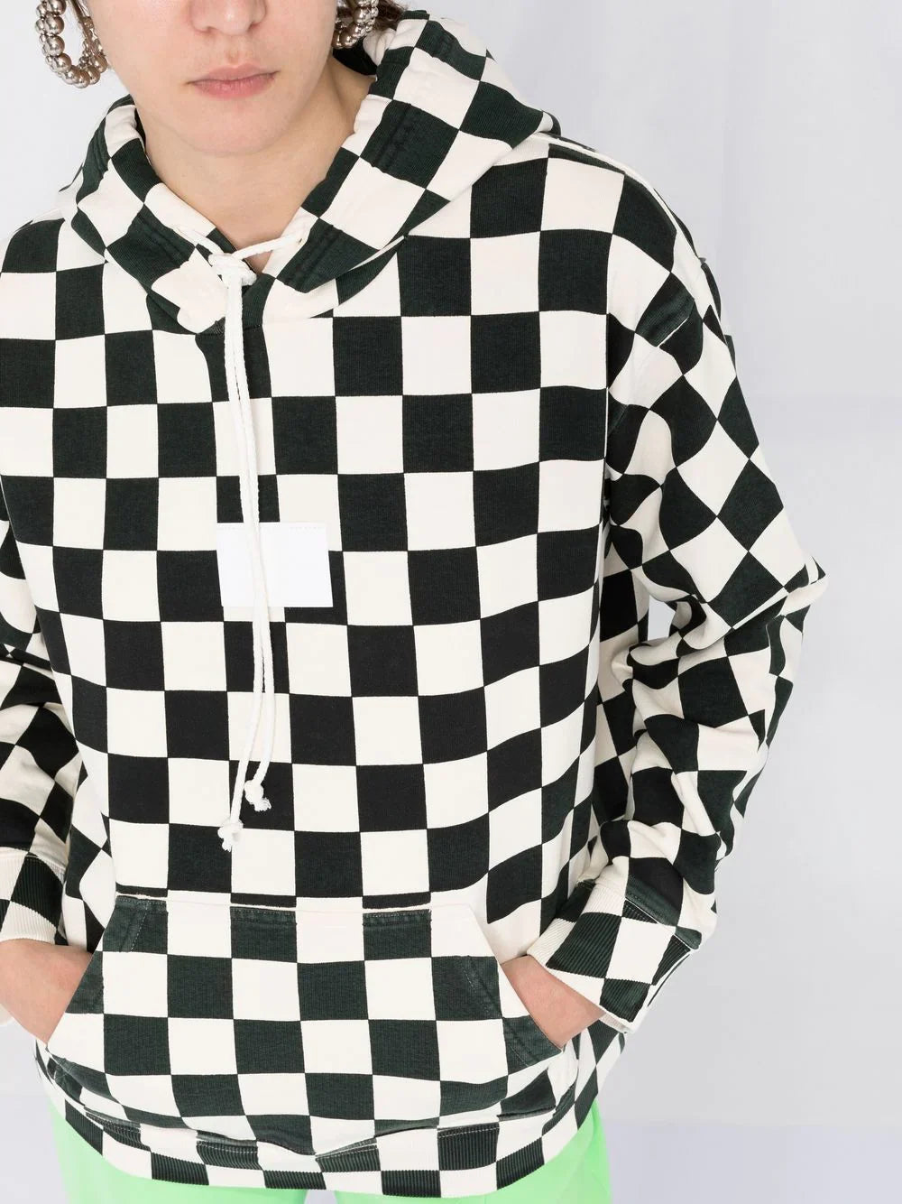 CHECKERBOARD-PRINT HOODIE