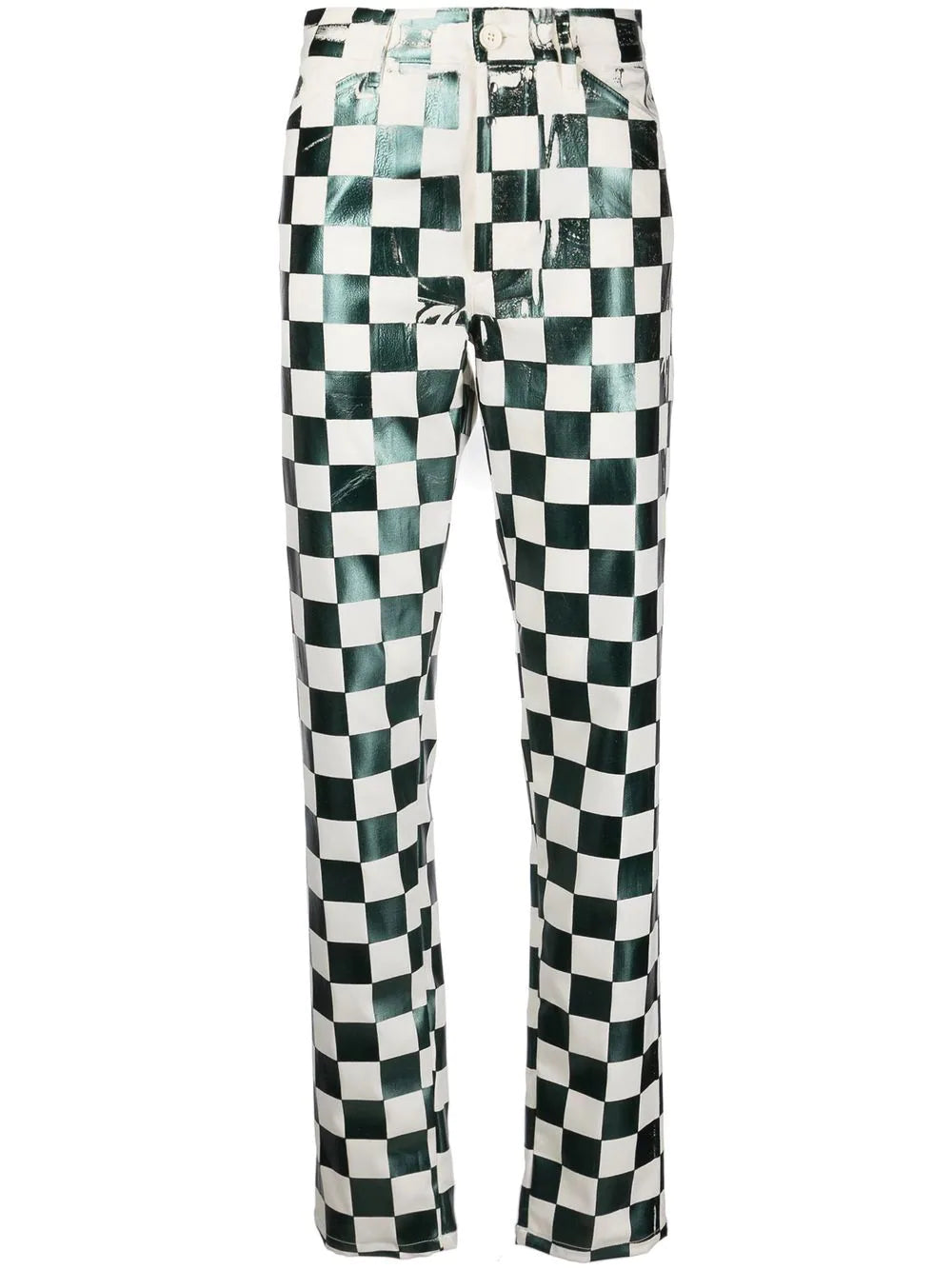 CHECKERBOARD PRINT TROUSERS