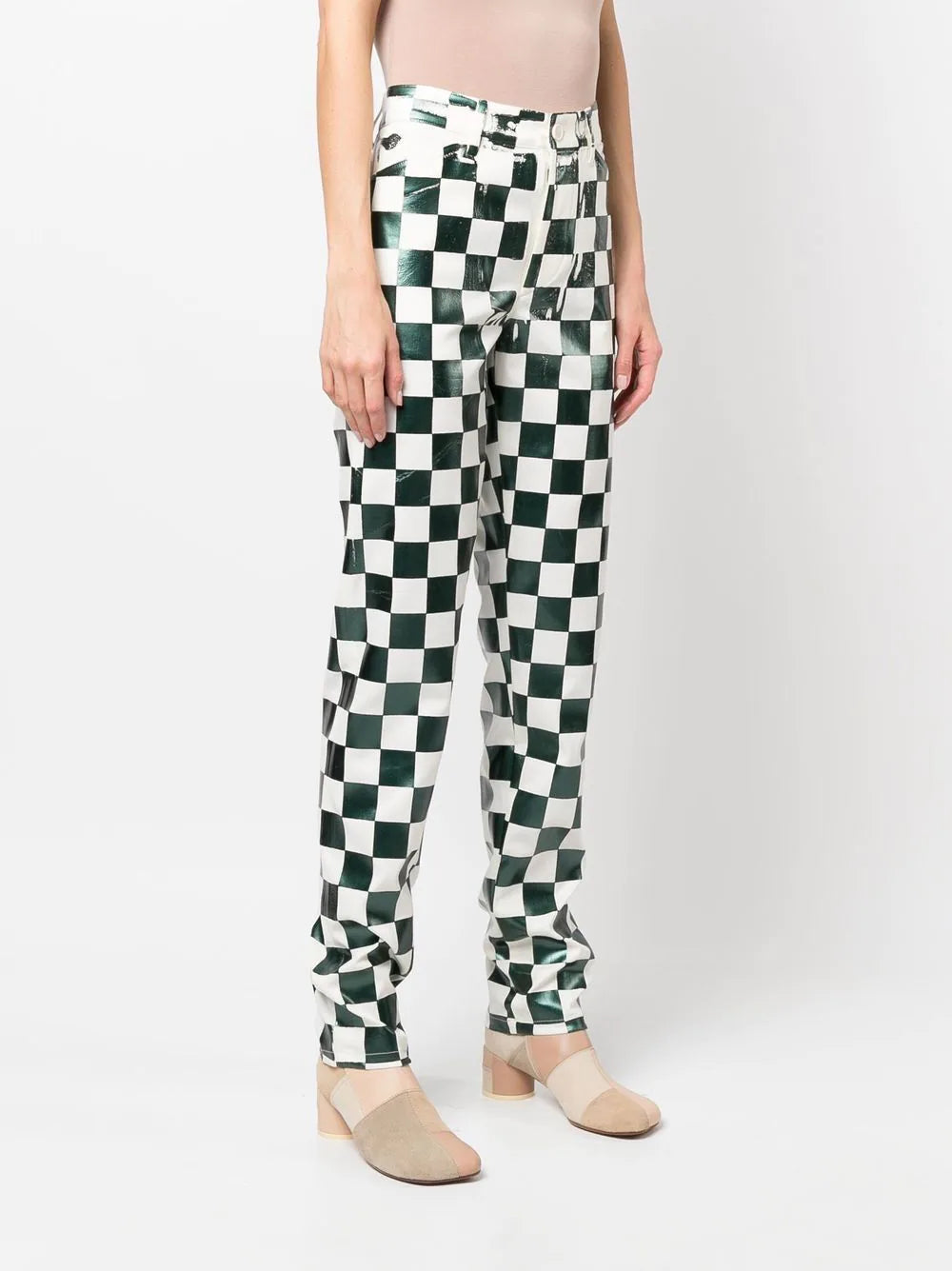 CHECKERBOARD PRINT TROUSERS