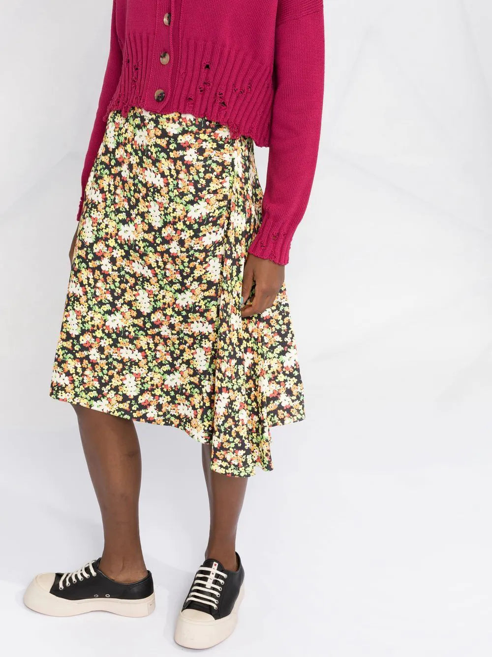 FLORAL-PRINT A-LINE SKIRT