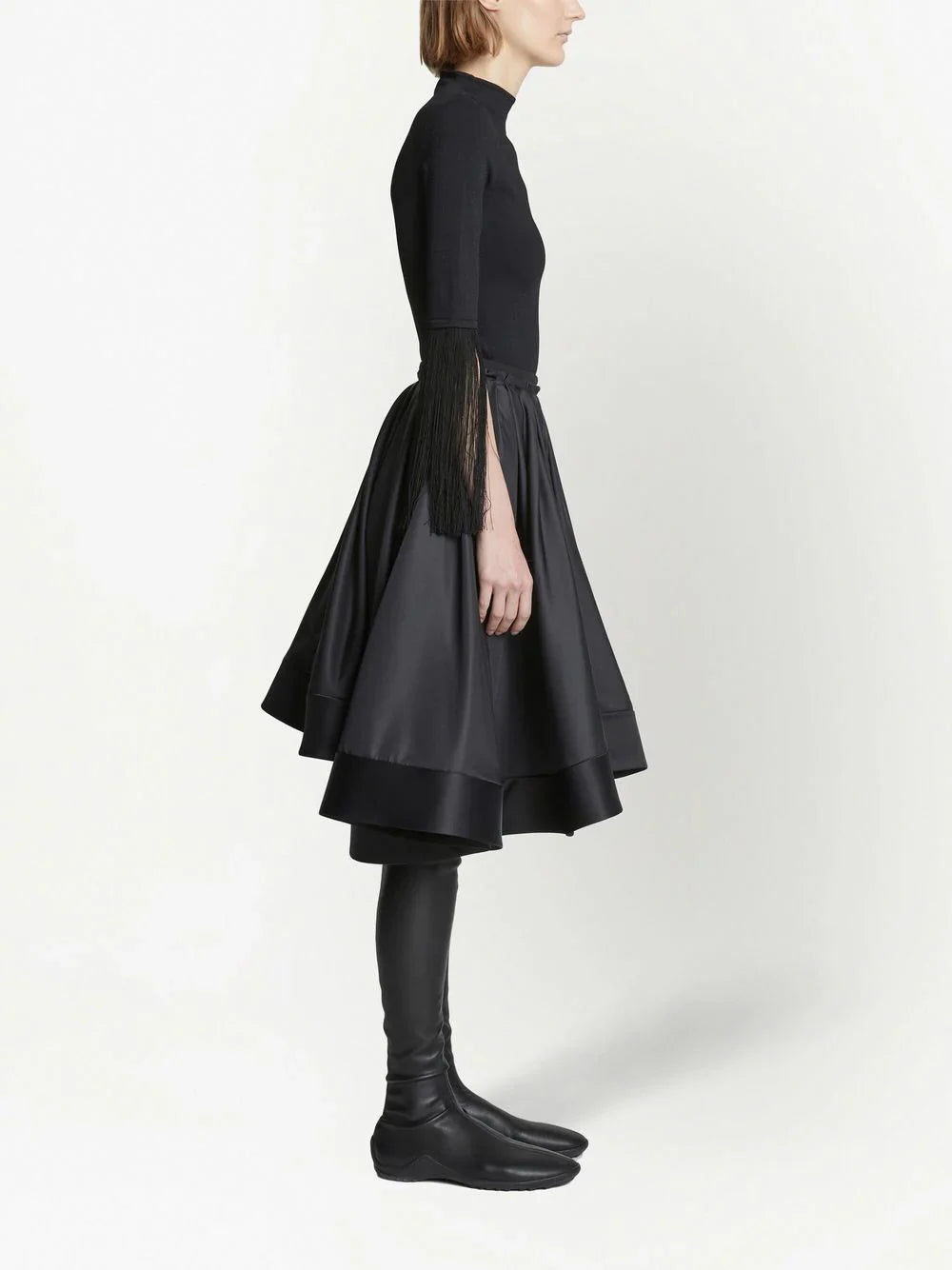 PLEATED FULL TAFFETA SKIRT 001 BLK