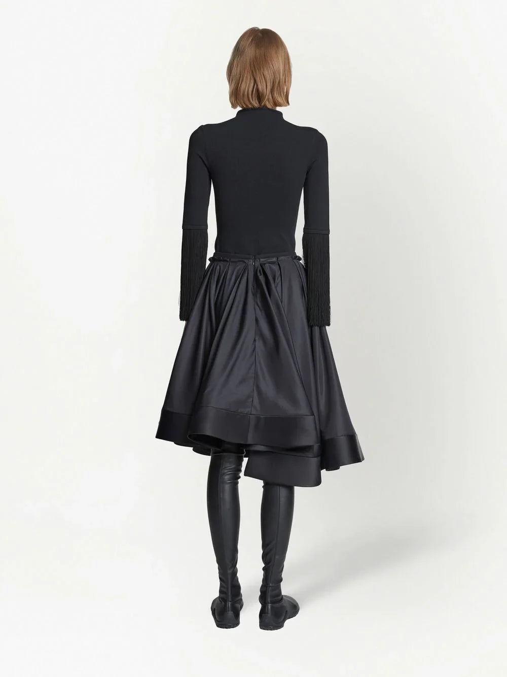 PLEATED FULL TAFFETA SKIRT 001 BLK