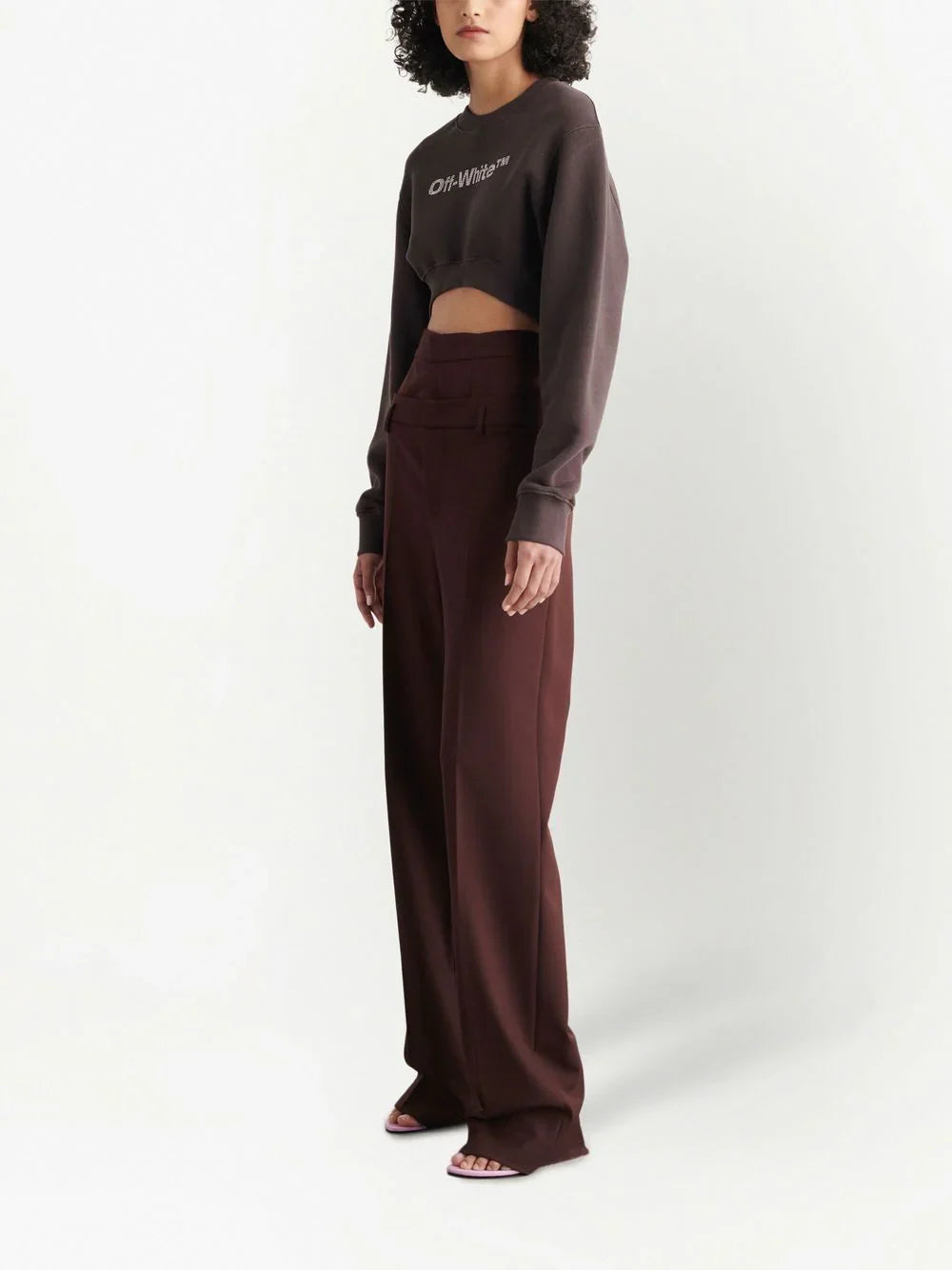 HIGH DOUBLE-WAIST EFFECT TROUSERS BRW NO COL