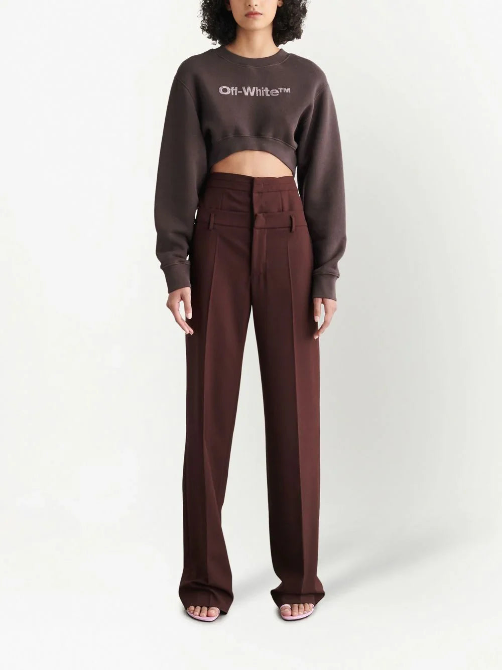 HIGH DOUBLE-WAIST EFFECT TROUSERS BRW NO COL