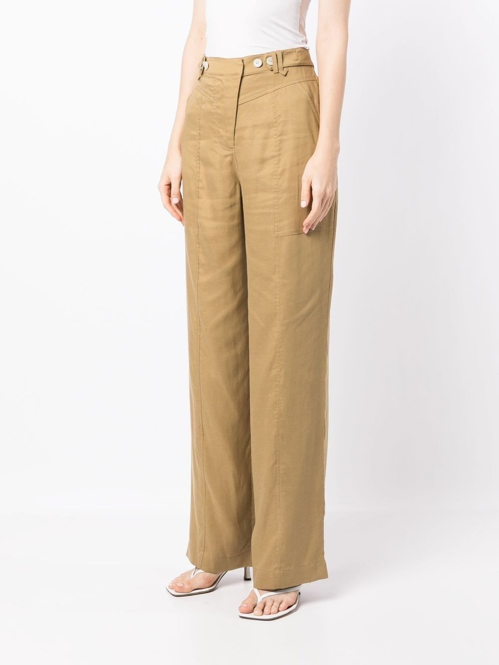 WENDY DRAPED LINEN WIDE LEG PANTS