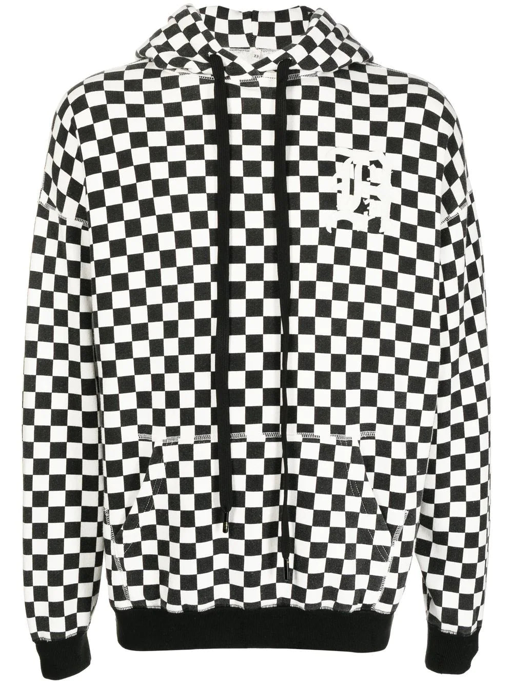 OVERSIZED CHECKED HOODIE 01B BLK WHT