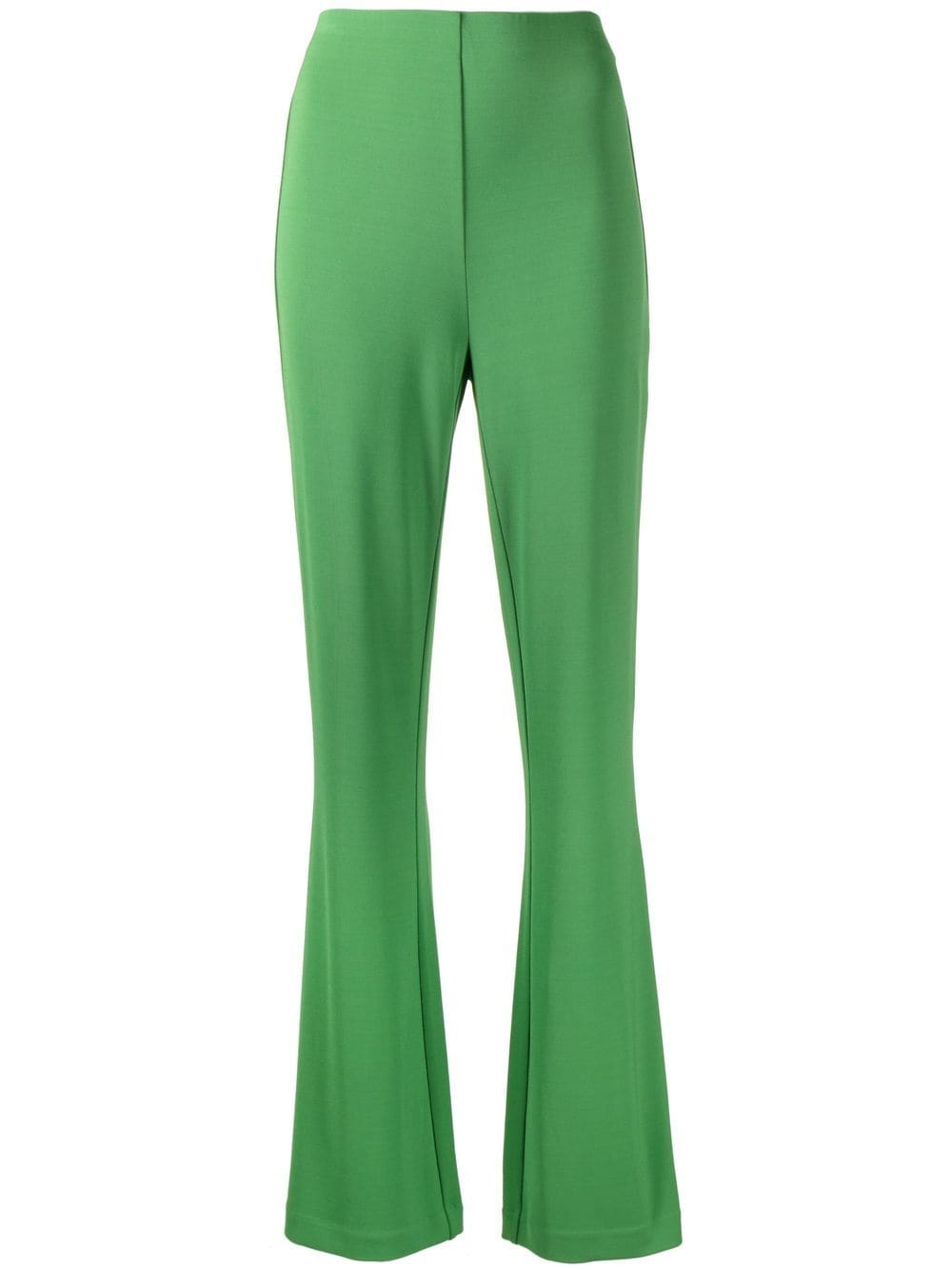 SERPENTINE FLARED HIGH-WAIST TROUSERS LEA GRN