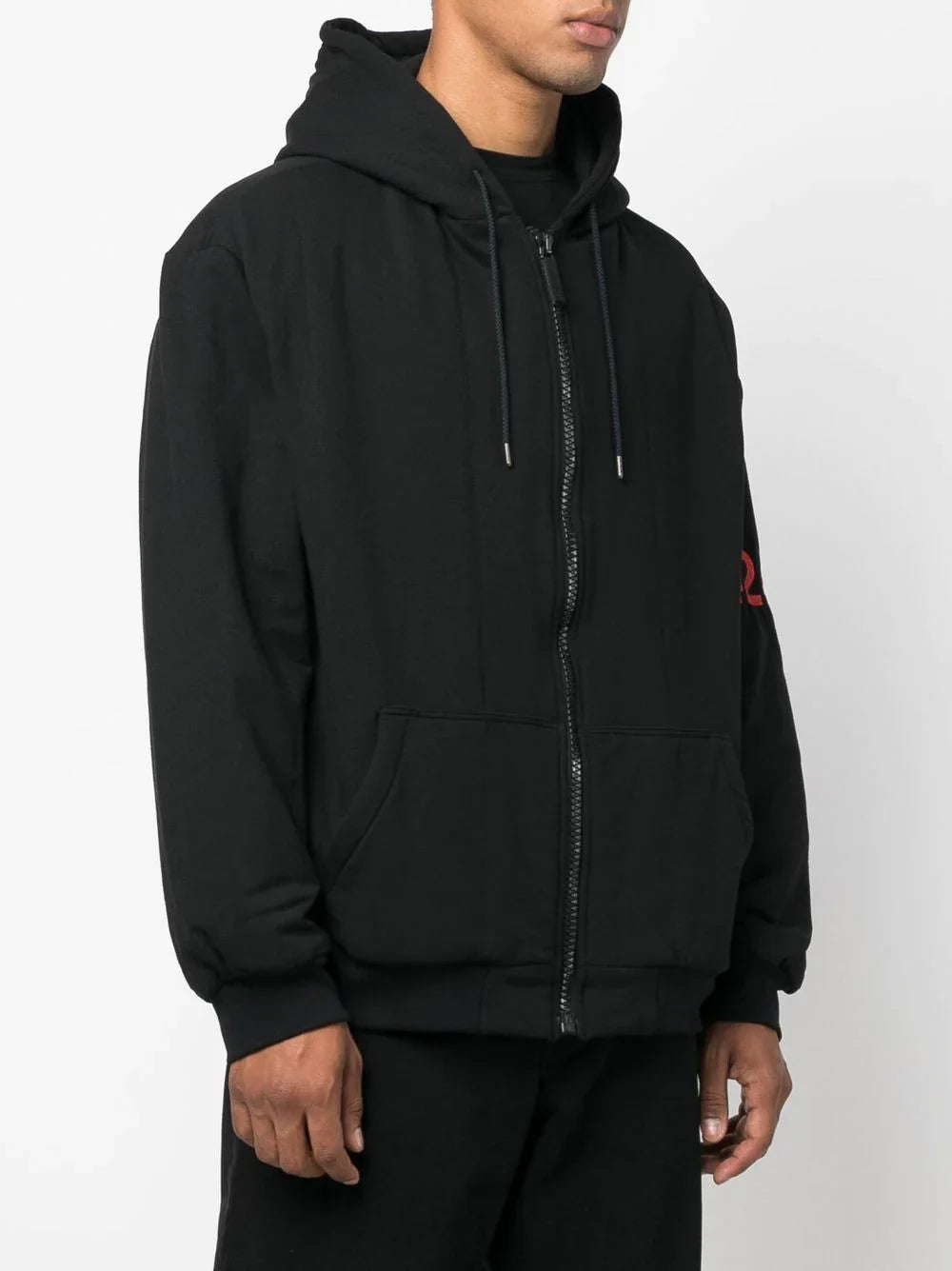 424 ARM LOGO EMBROIDERED ZIP-UP HOODIE 99 BLK