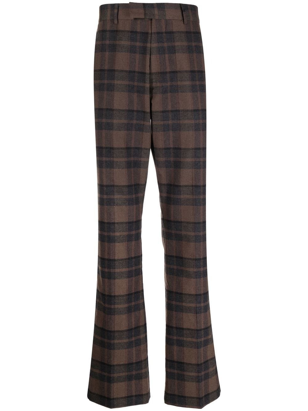 CHECKED BOXY PLAID FLARE PANTS