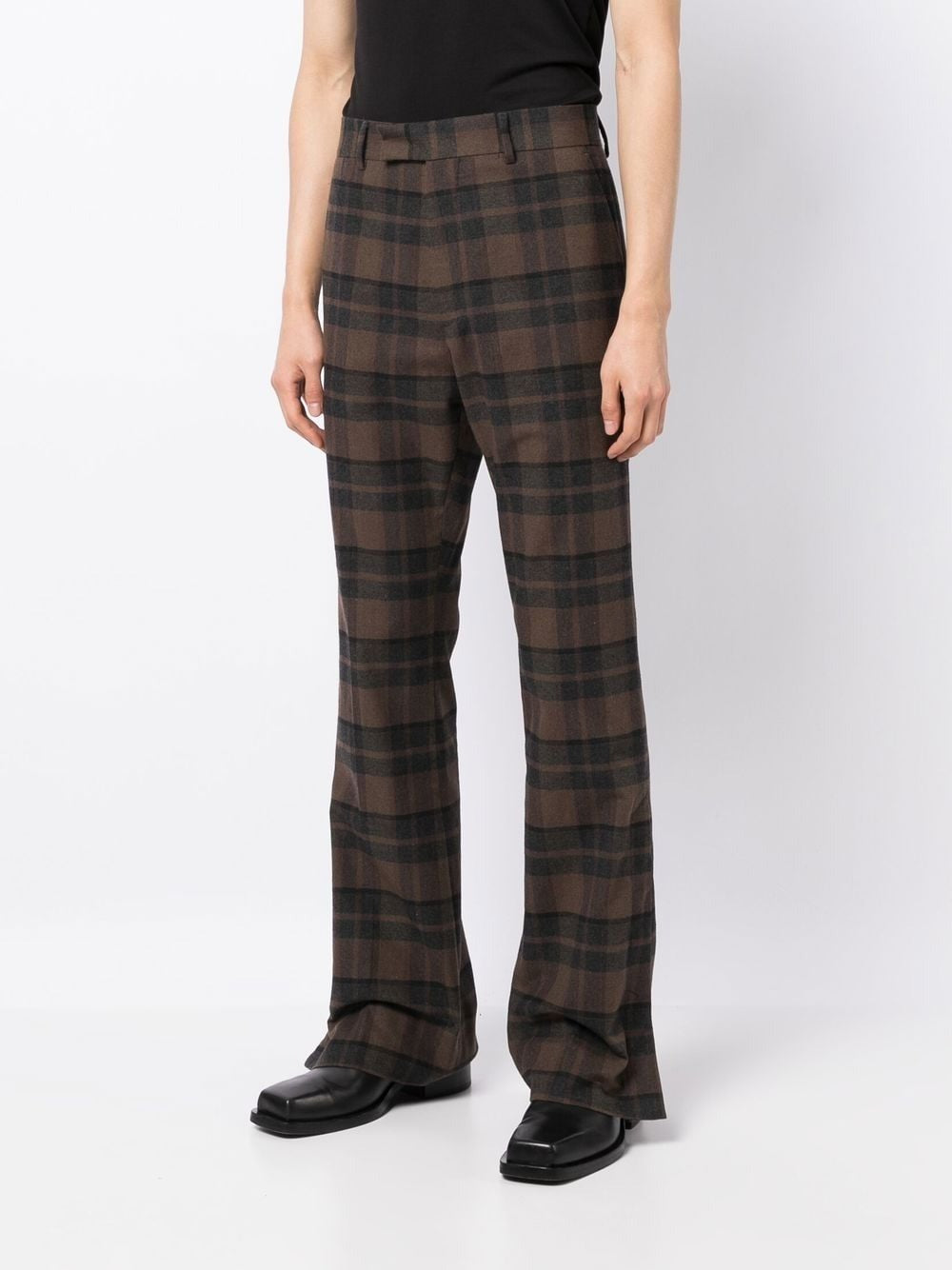 CHECKED BOXY PLAID FLARE PANTS