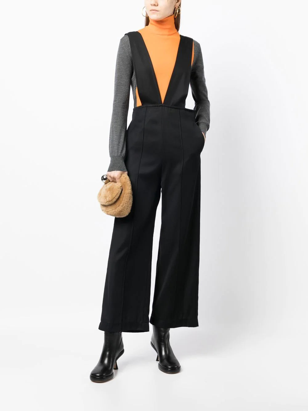 DEEP V-NECK JUMPSUIT 00N BLK