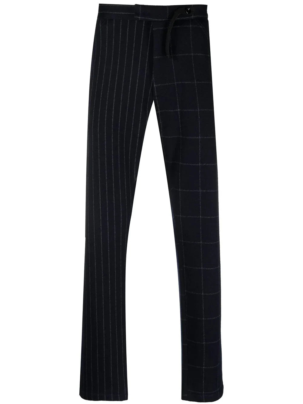 PATCHWORK PATTERN STRAIGHT-LEG TROUSERS