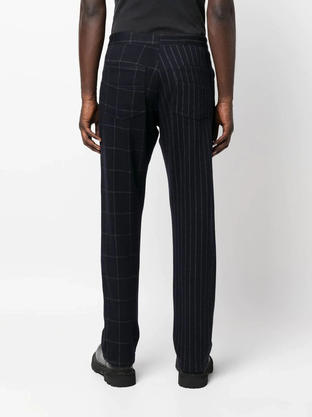 PATCHWORK PATTERN STRAIGHT-LEG TROUSERS