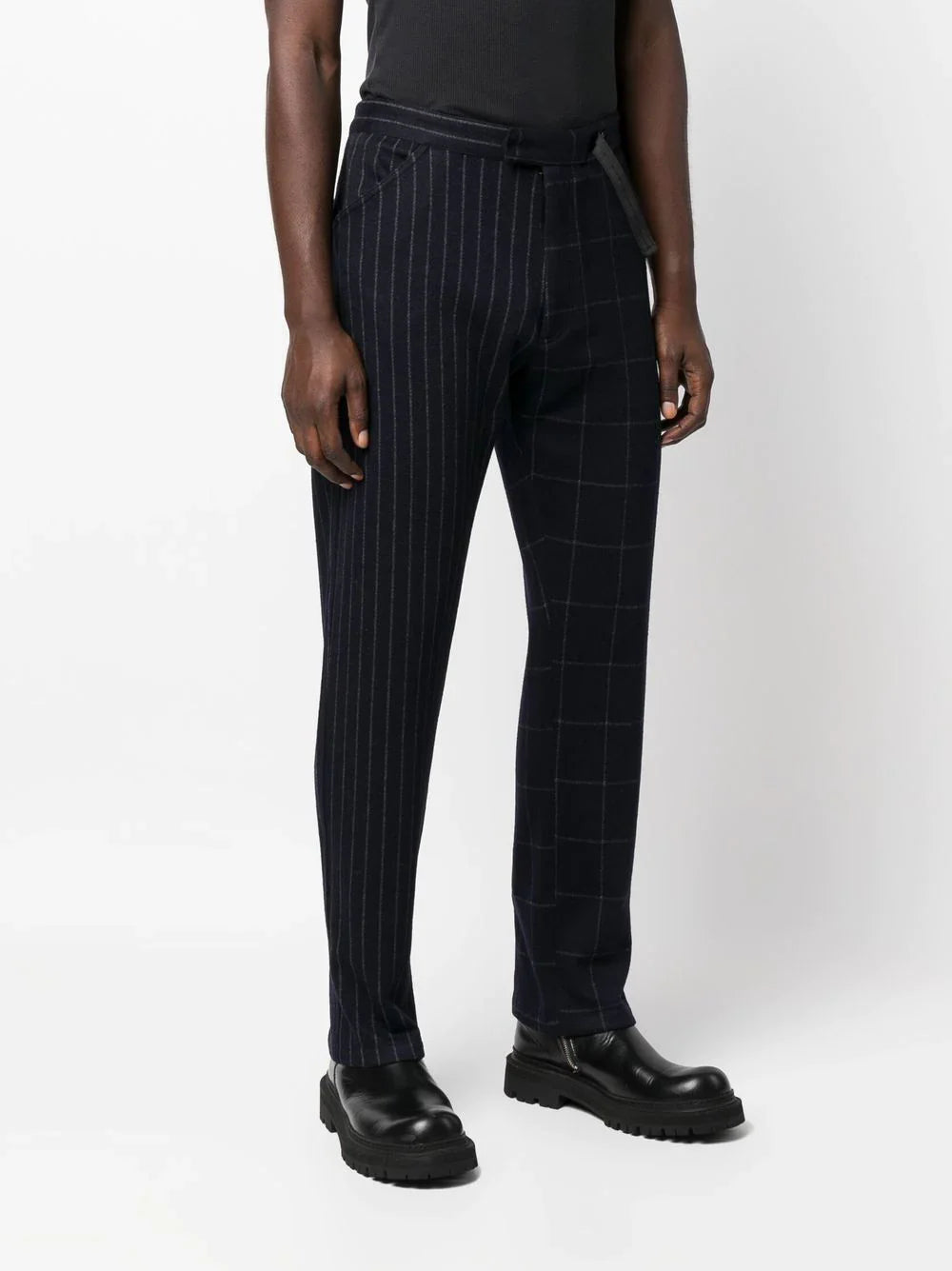 PATCHWORK PATTERN STRAIGHT-LEG TROUSERS