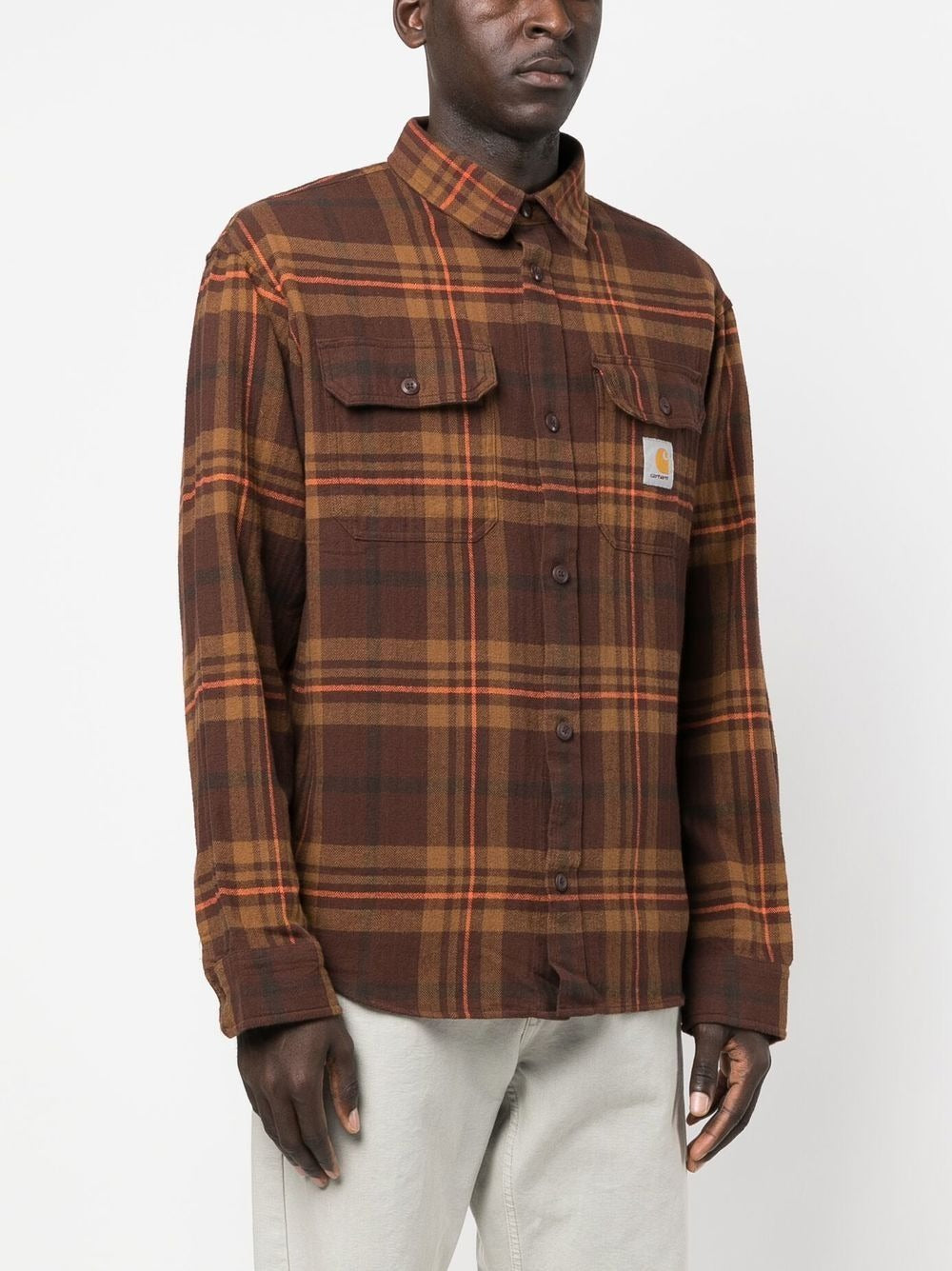 CARHARRT LOGO-PATCH CHECK-PATTERN LONG SLEEVE SHIRT