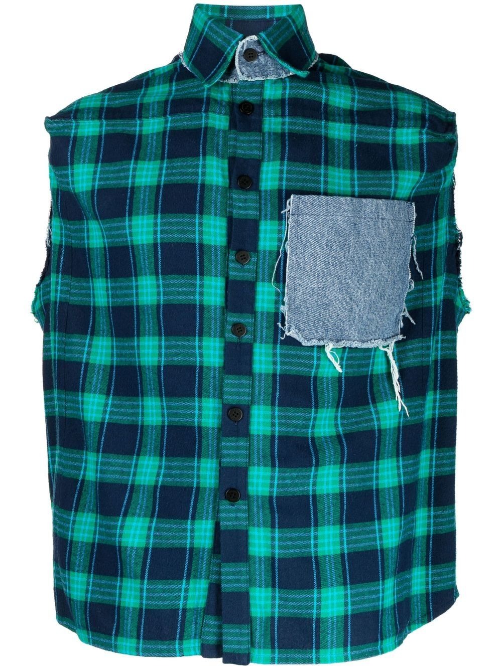 CHECKED SLEEVELESS SHIRT