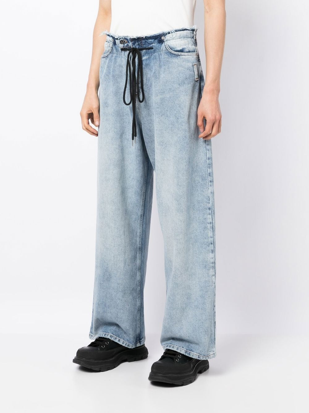 DENIM BELT-OFF WIDE JEANS