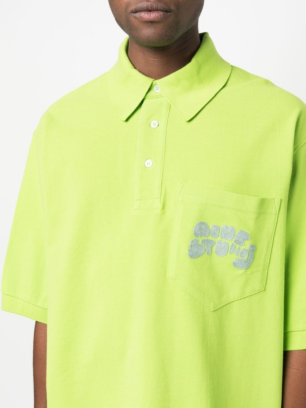 ACNE POCKET LOGO-PATCH DROP SHOULDER POLO SHIRT