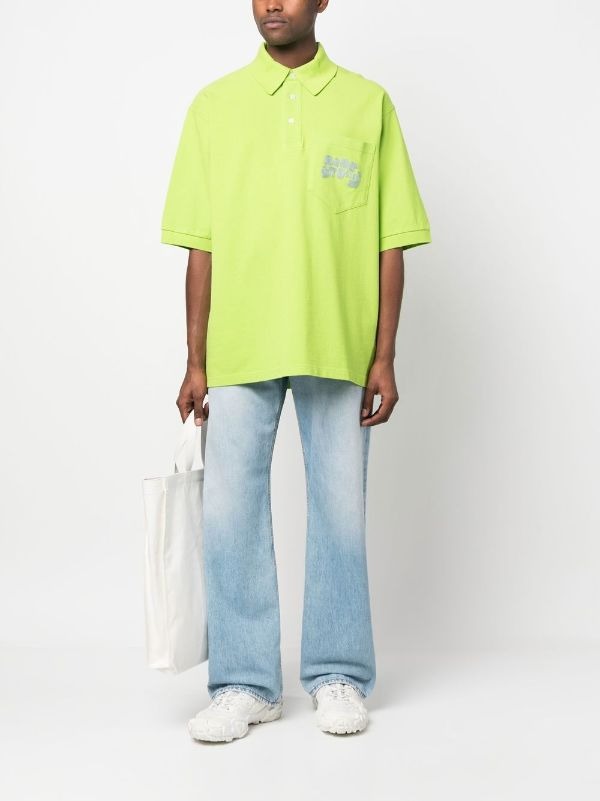 ACNE POCKET LOGO-PATCH DROP SHOULDER POLO SHIRT