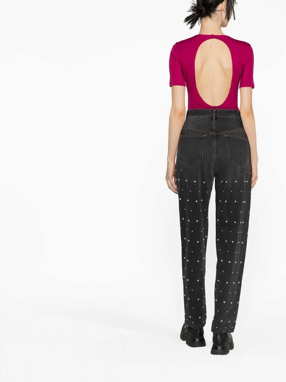 CORSYR PEARL-EMBELLISHED BAGGY JEANS