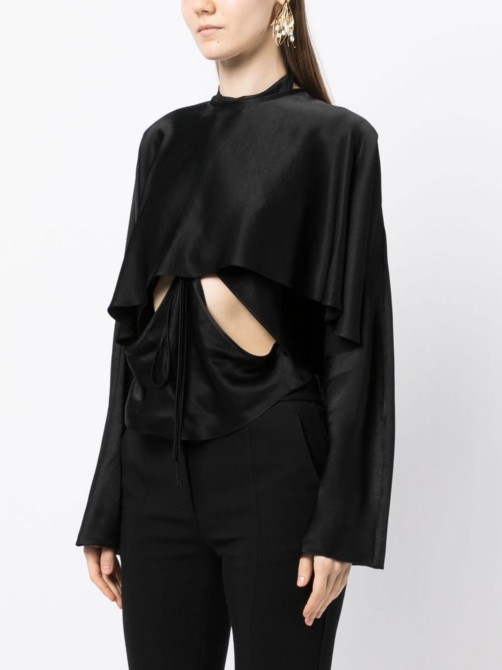 DRAPED INSIDE CUT-OUTS BLOUSE