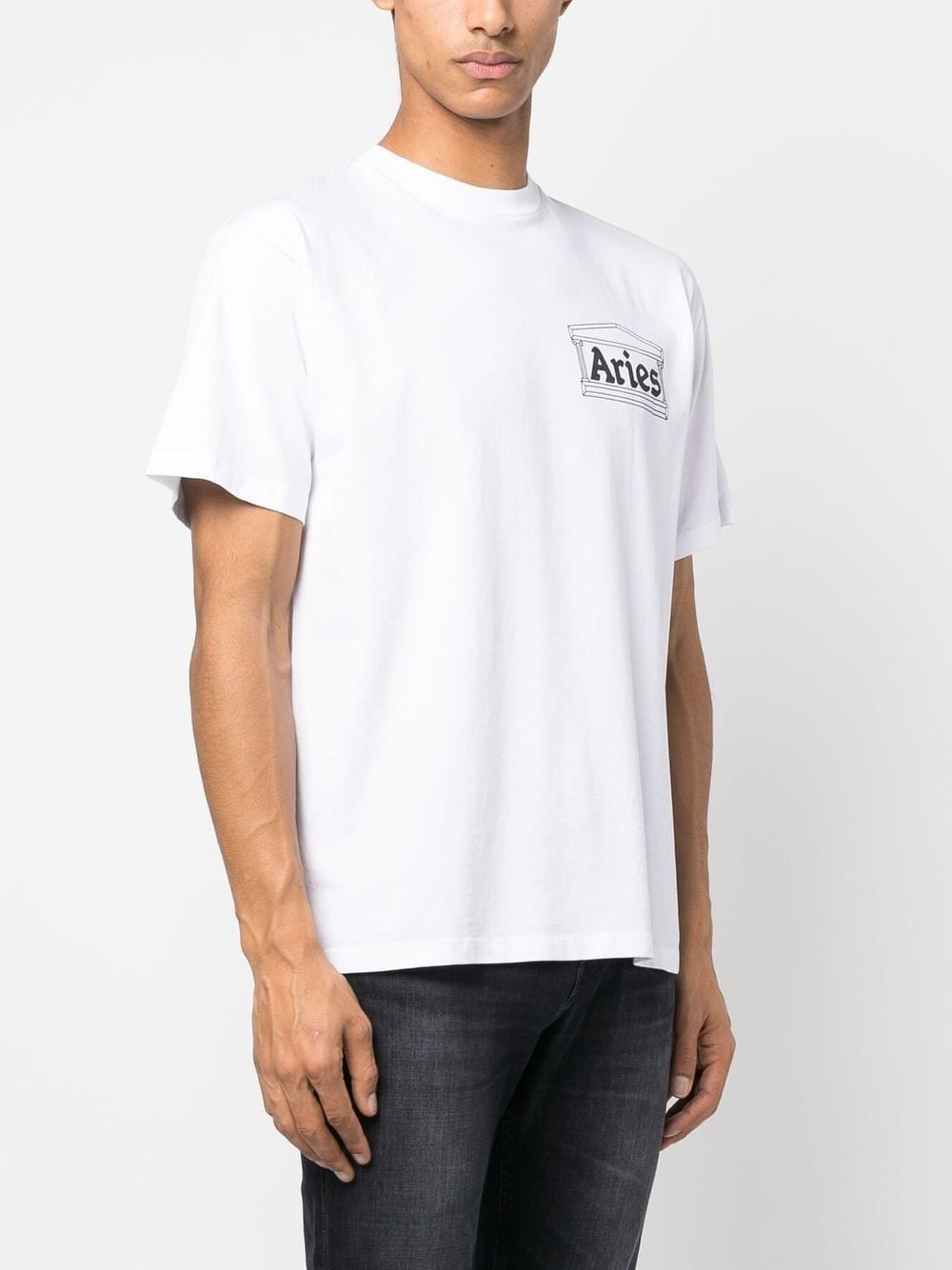 ARIES TEMPLE LOGO-PRINT CREW-NECK T-SHIRT