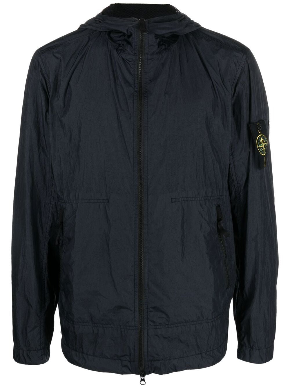 STONE ISLAND LOGO-PATCH ZIP-UP BOMBER JACKET