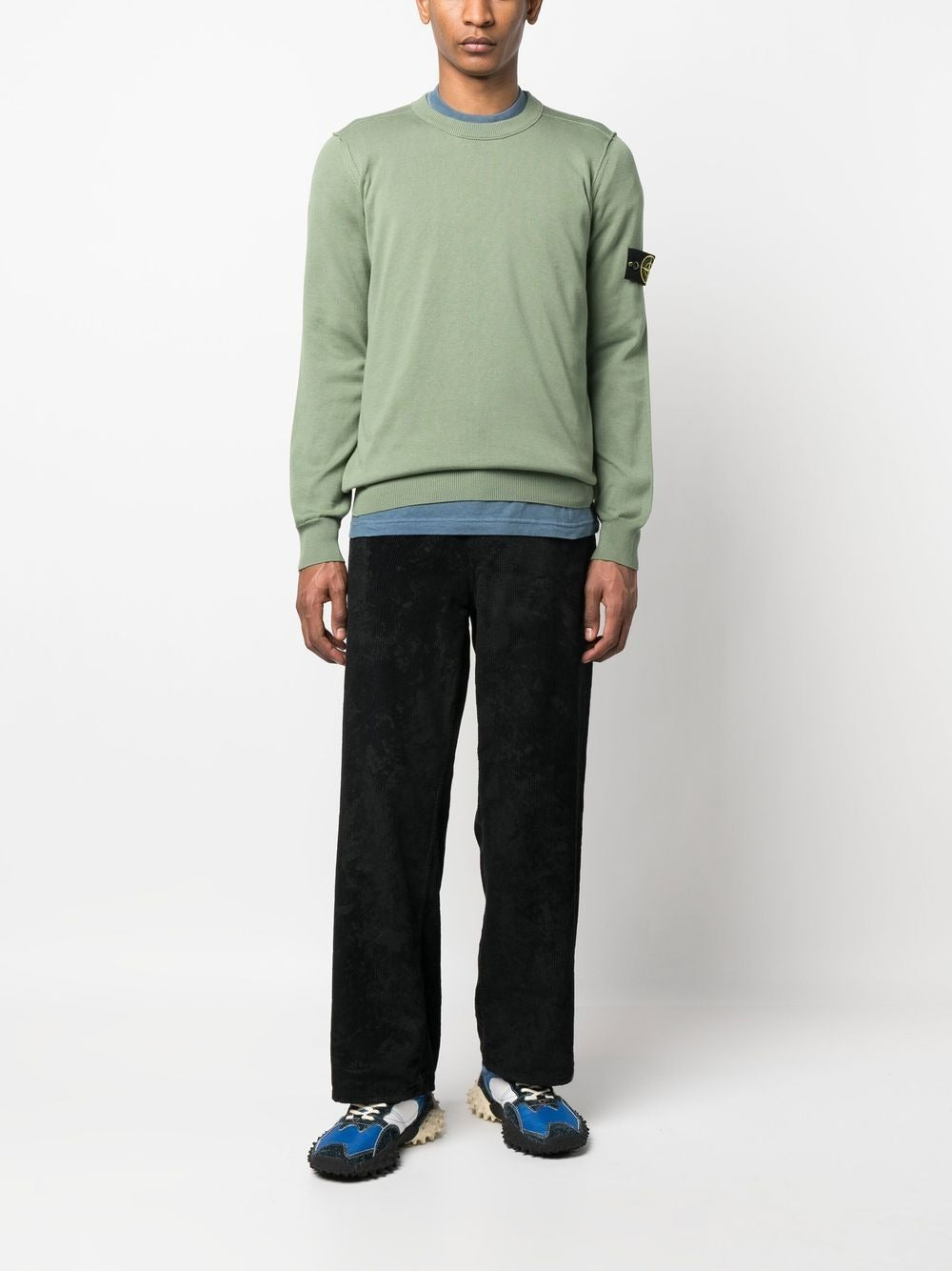 STONE ISLAND LOGO-PATCH CREW NECK SWEATSHIRT