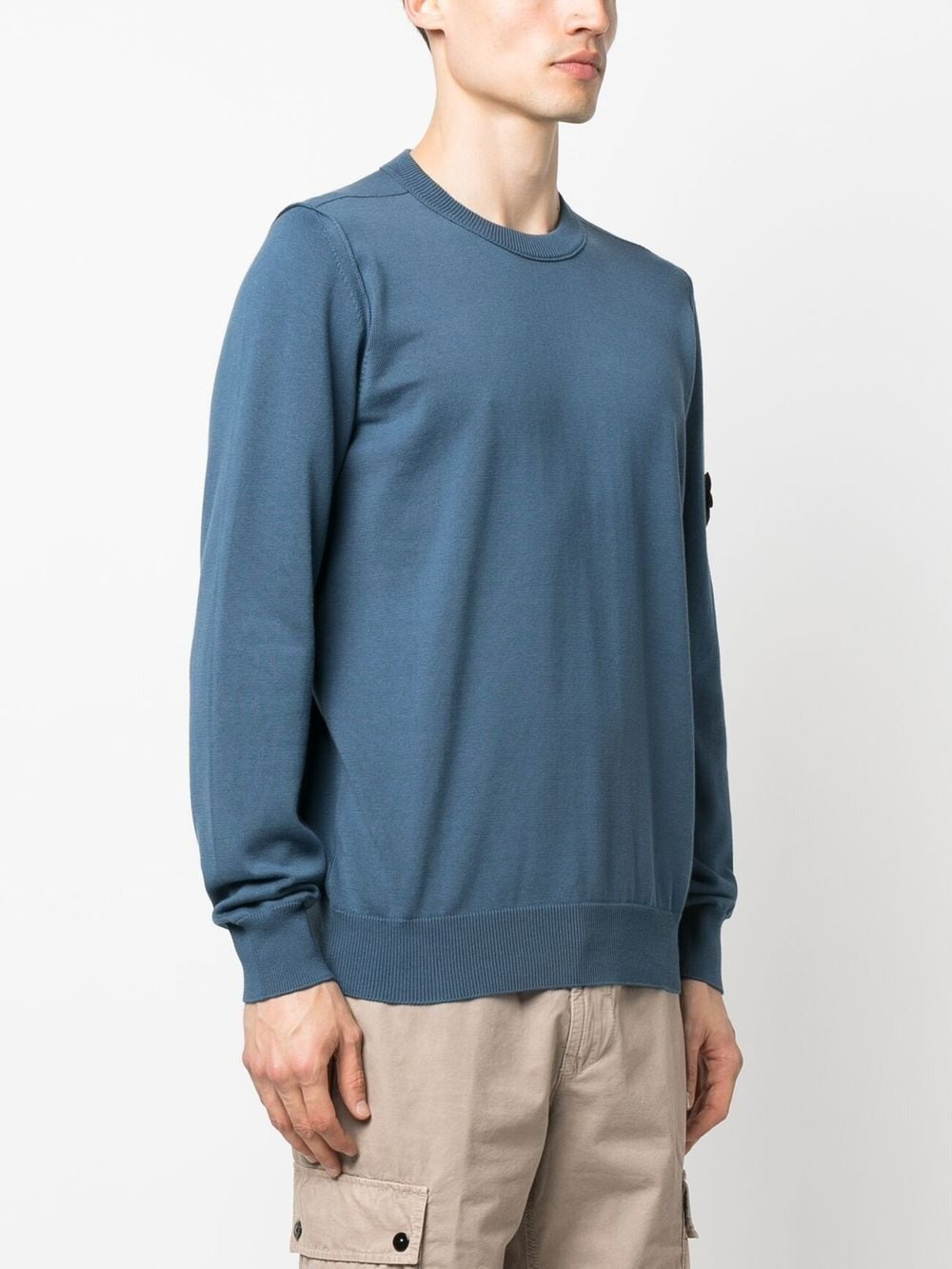 STONE ISLAND LOGO-PATCH CREW NECK SWEATSHIRT