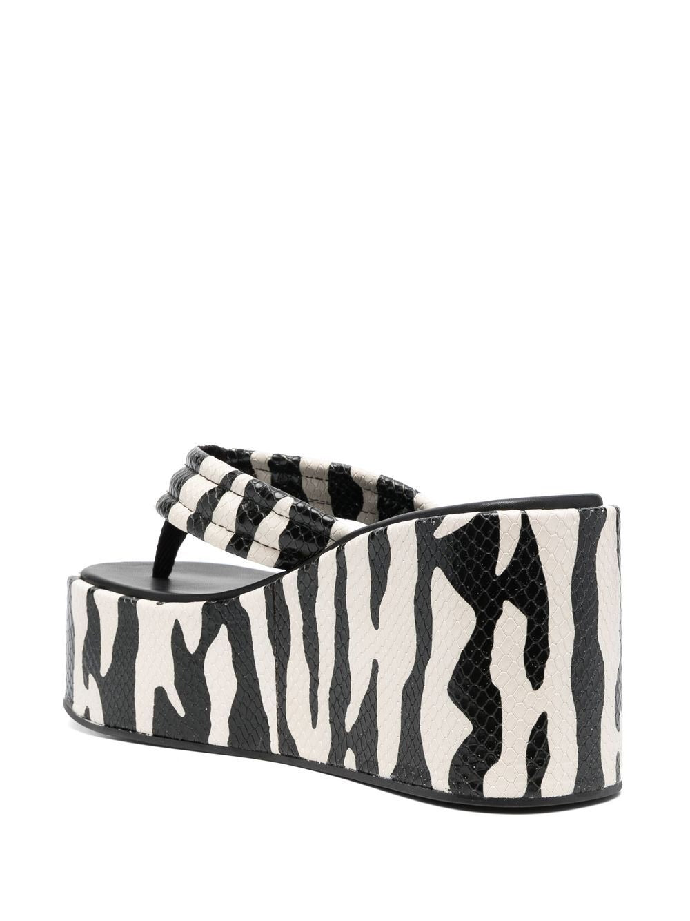 ZEBRA PRINT 100MM BRANDED WEDGE SANDALS