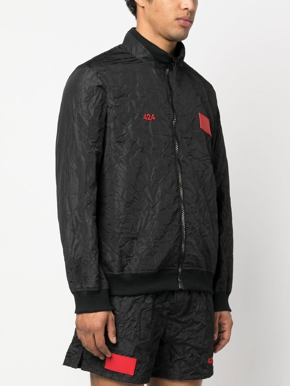 424 LOGO-EMBROIDERED WRINKLED-EFFECT SPORT JACKET