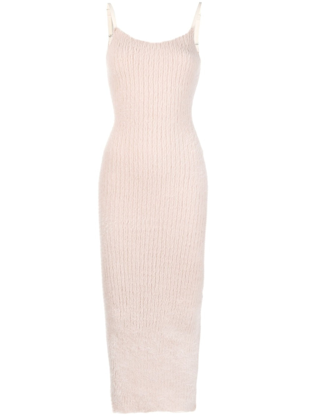 MM6 FAUX-FUR RIBBED-KNIT FITTED DRESS