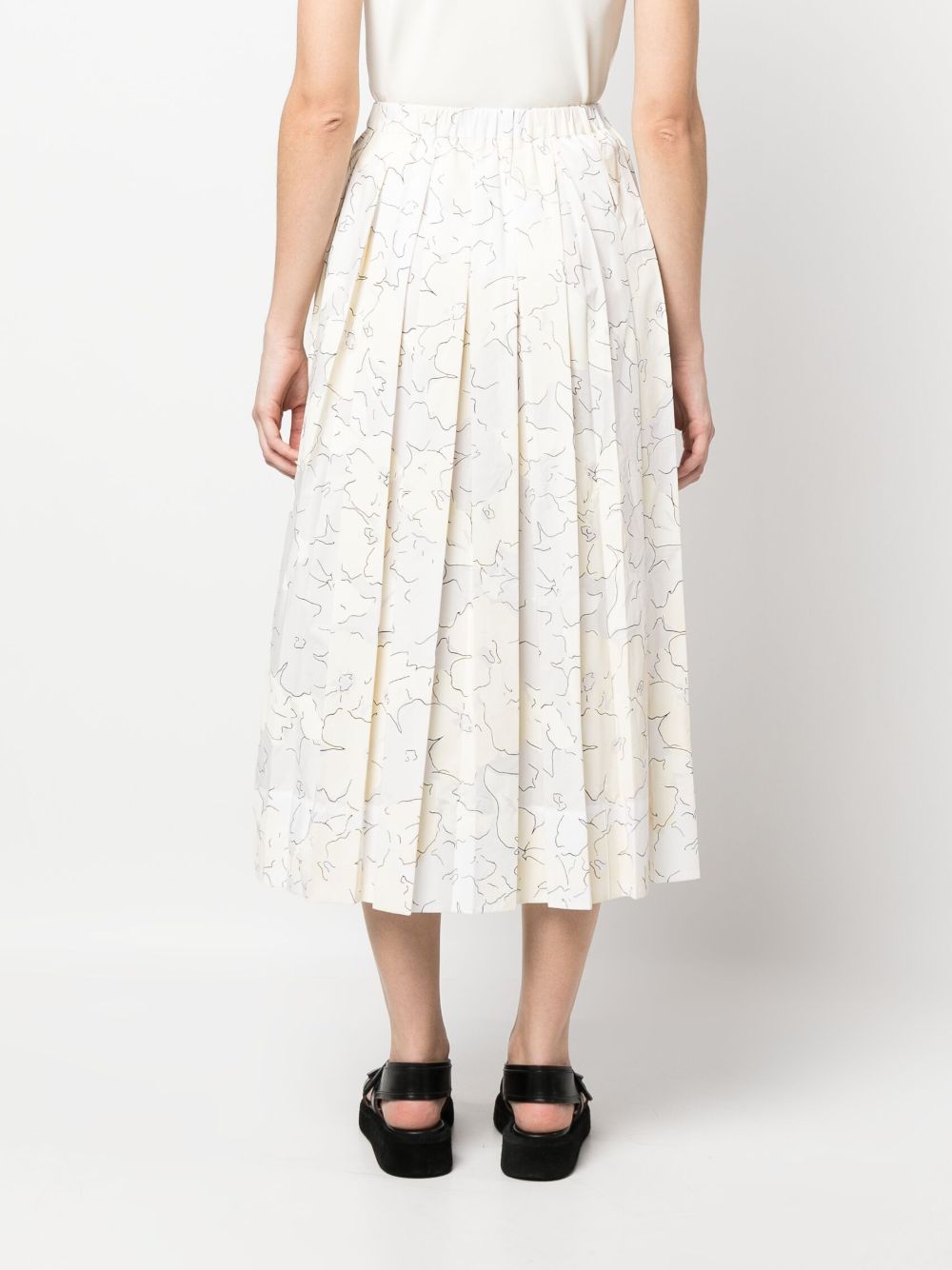 PLEATED FLORAL-PRINT MIDI SKIRT