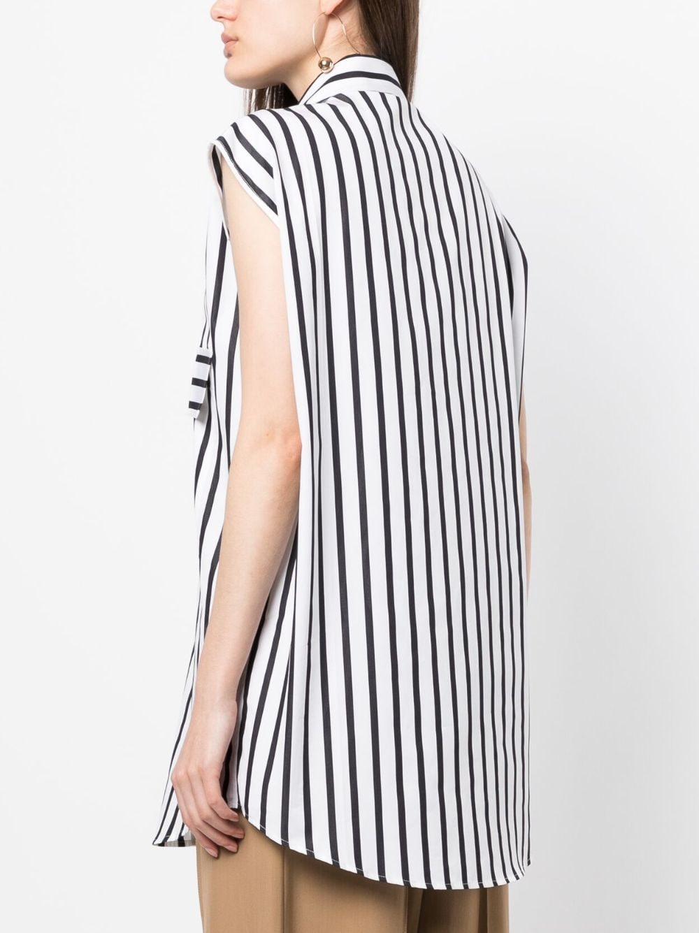 CAP-SLEEVE STRIPED COTTON SHIRT