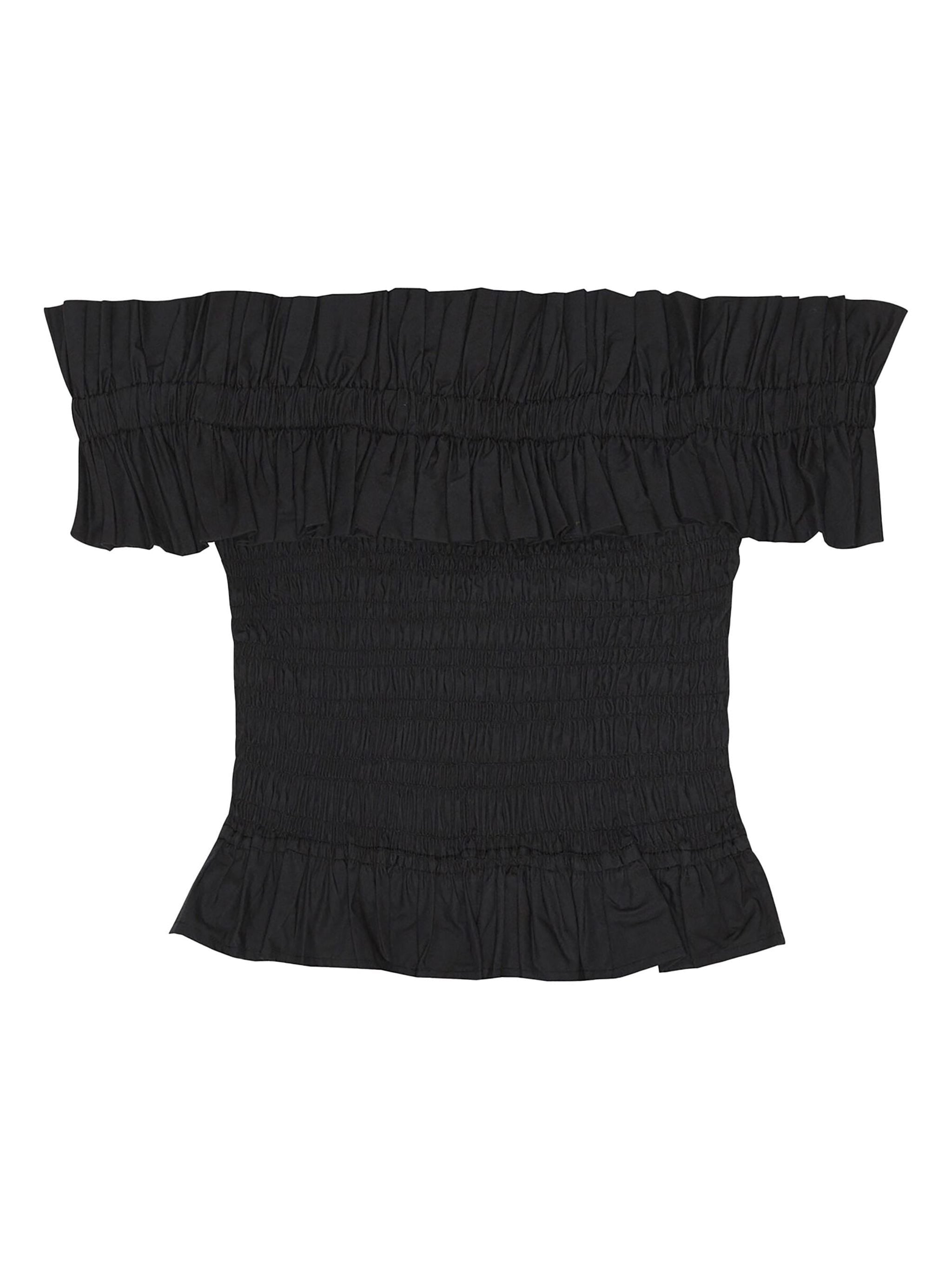 OFF-SHOULDER SMOCKE RUFFLED TOP