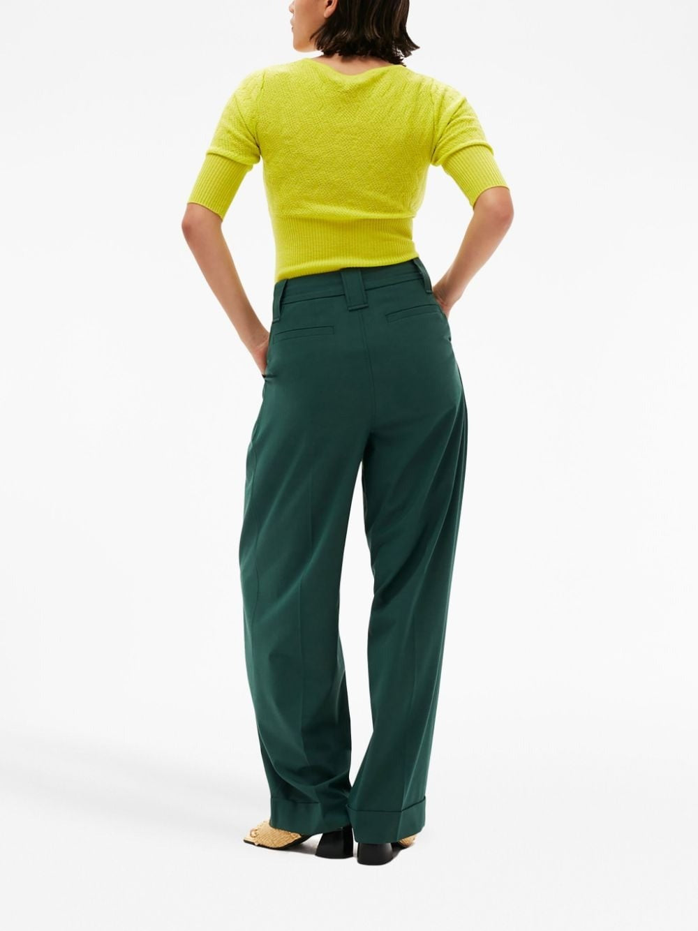 PLEAT-DETAIL STRAIGHT LEG TROUSERS