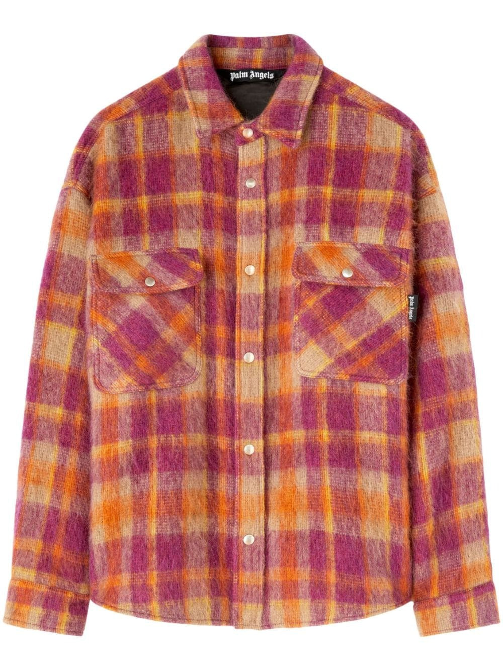 BRUSHED WOOL PLAID-PRINT SHIRT JACKET