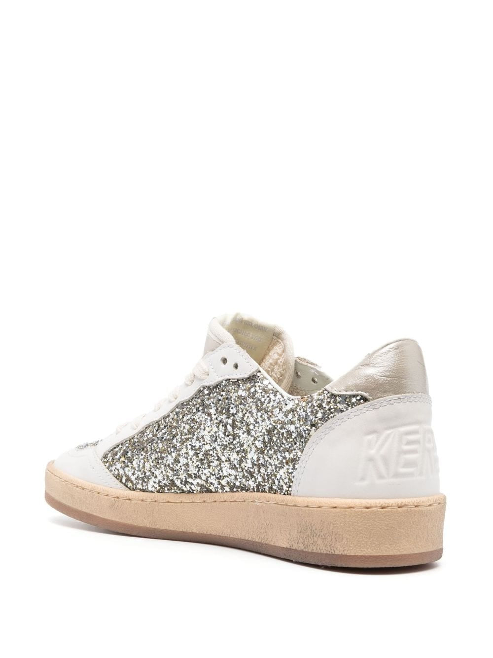 BALL STAR GLITTER LEATHER TOE LOW-TOP SNEAKERS