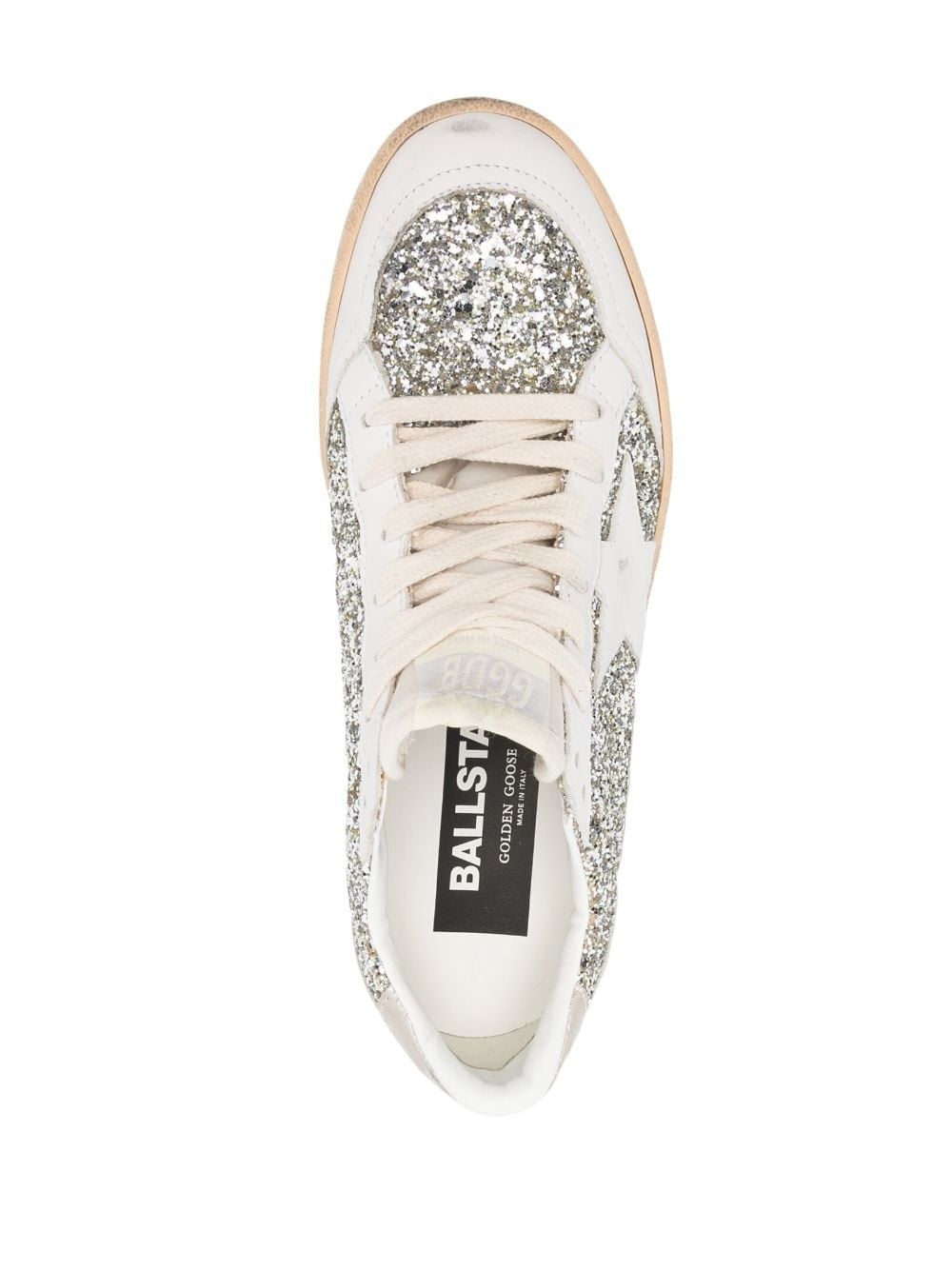 BALL STAR GLITTER LEATHER TOE LOW-TOP SNEAKERS